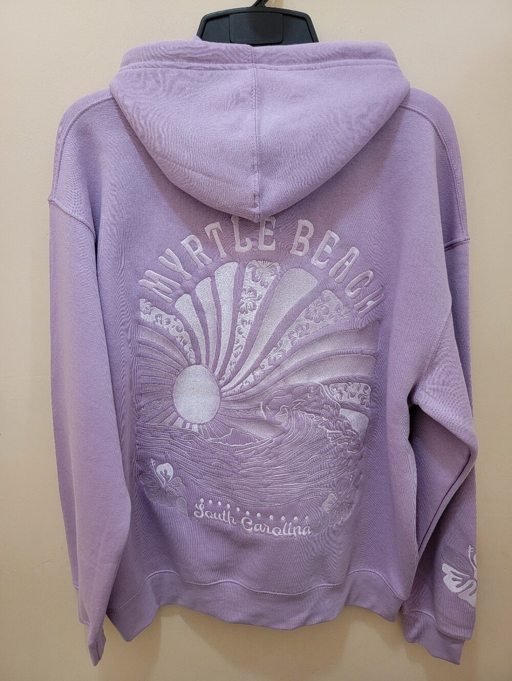 Stylish Embroidered Lavender Hoodie Sweater